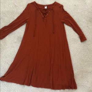 Burnt orange lace up dress